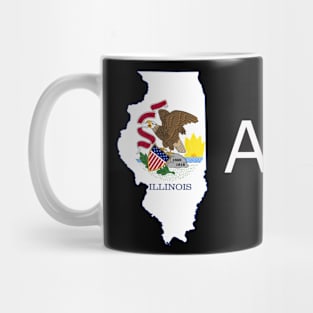 Illinois Flag State Outline AF (white) Mug